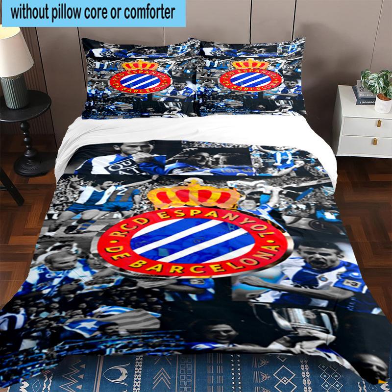 3PCS Football Espanyol Design Bedding Set,Including 1pc Duvet Cover And 2pcs Pillowcases Perfect for Bedroom, Dormitory, Fan Christmas gift