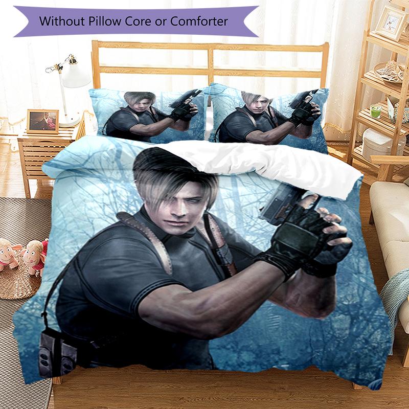 3pcs Resident Evil Bedding Set Duvet Cover Closure Includes 1 Duvet Cover & 2 Pillowcases, Soft and Comfortable for All Seasons.