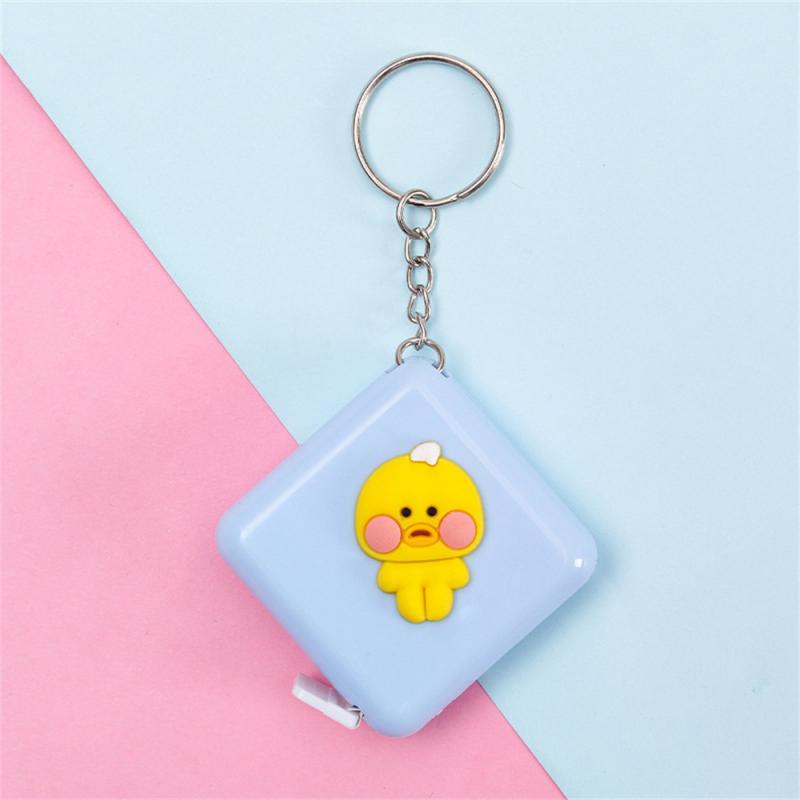 Cartoon Tape Measure 0-150cm 0-60 Inch Mini Portable Cute Animal Shape Key Ring Automatic Tape Measure Panda Frog Piggy Tiger
