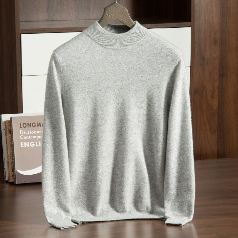 Men's Autumn-Winter Cashmere Half-High Neck Business Pullover Sweater