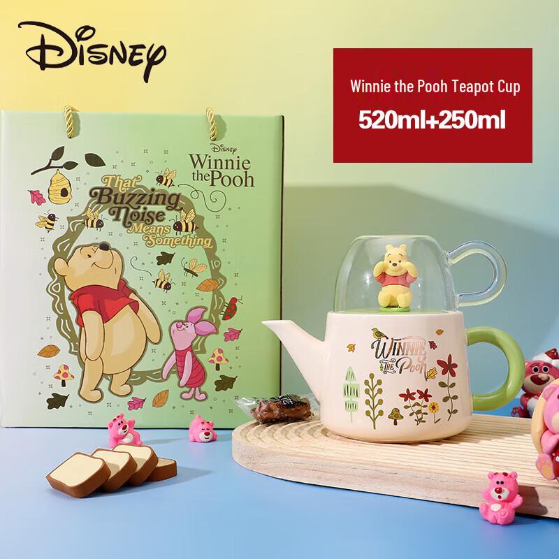 Disney Ceramic Teapot & Glass Cup Set
