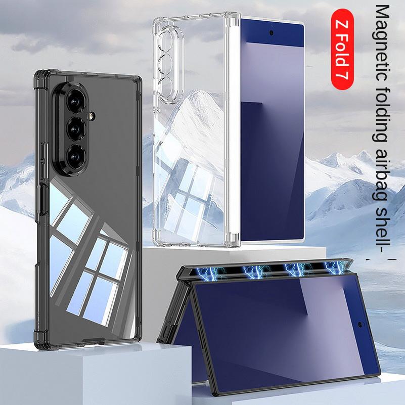 Custodia per telefono trasparente a libro con angoli rinforzati anti-caduta tutto incluso per Samsung Galaxy Z Fold 7 Fold7 Cover Protettiva Fotocamera
