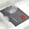 Silicone Dish Drying Mat with Grooved Drainage Heat-Resistant Countertop Protector for Kitchen Non-Slip Mat for Sink Refrigerator Drawer