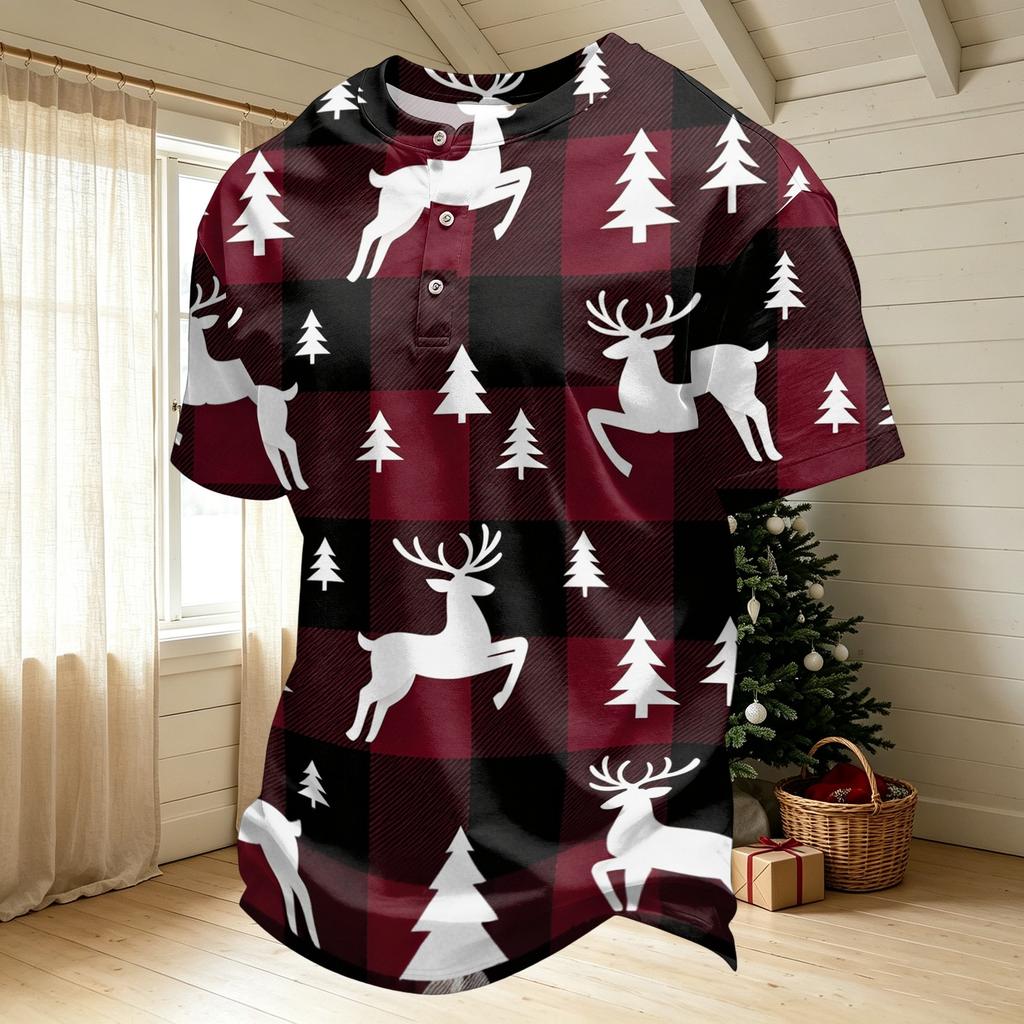 Men's Quick Dry Short Sleeve Neck T-Shirt with Christmas Print
