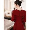 New Chinese-Style Festive Long Dress for Women, Autumn and Winter Plus-Size Elegant Red Dress for Engagement and Homecoming