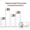 High-Transparency Glass Control Bottle with Silver Cut-Line Aluminum Cap, Portable 30mm Sealed Agarwood Display Bottle.