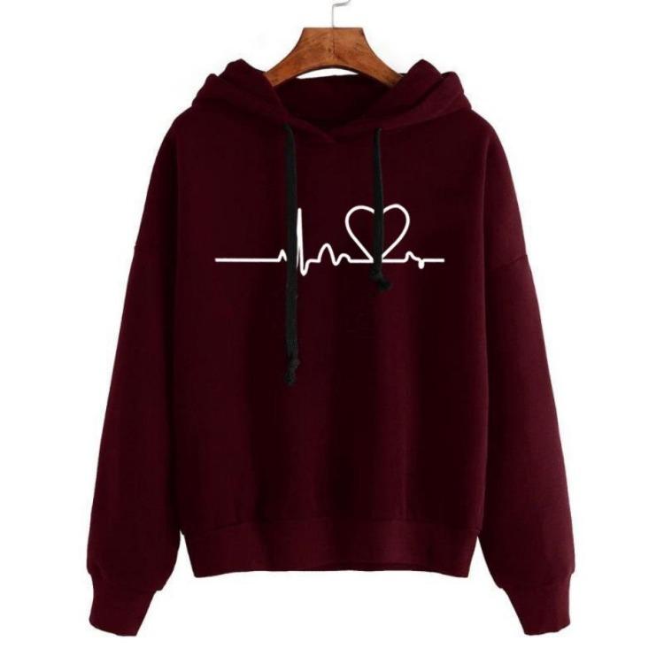 Women's Hooded Sweater Top Long Sleeved Heartbeat Clothing New Autumn Winter