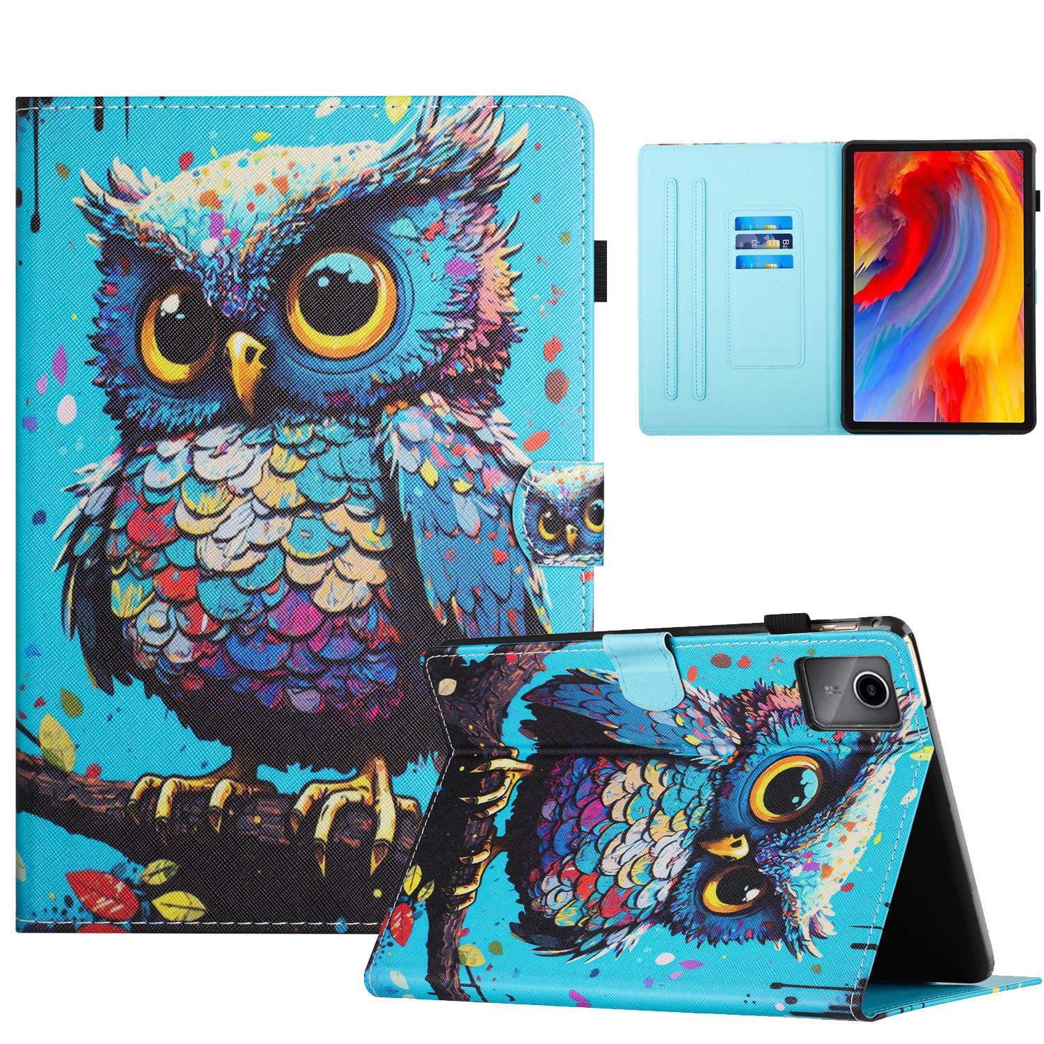 

Чехол для Lenovo Xiaoxin Pad 11 2025, кожаный чехол для планшета с принтом и держателем для карт Owl