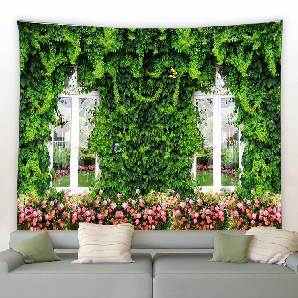 Flower Garden Landscape Tapestry Home Background Wall Cloth Garden Poster Exterior Wall Hanging Bedroom Room Decoration