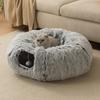 Winter New Arrival Plush Cat Tunnel Bed Foldable Two-in-One Round Warmth Pet Nest Thickened Cozy Cuddly Hideaway