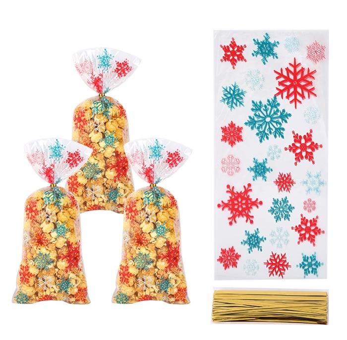 Woreczki Torebki Na Ciastka 12X27Cm/100Szt Śnieżynki Święta Boże Narodzenie