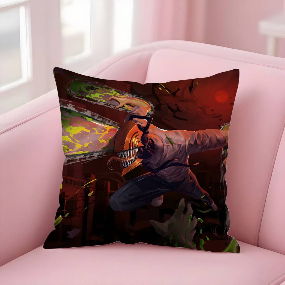 Popular Anime C-Chainsaw Mans Pillow Case Soft Plush Fabric Double Sided Print Decorative Home Living Room Gift Cushion Cover