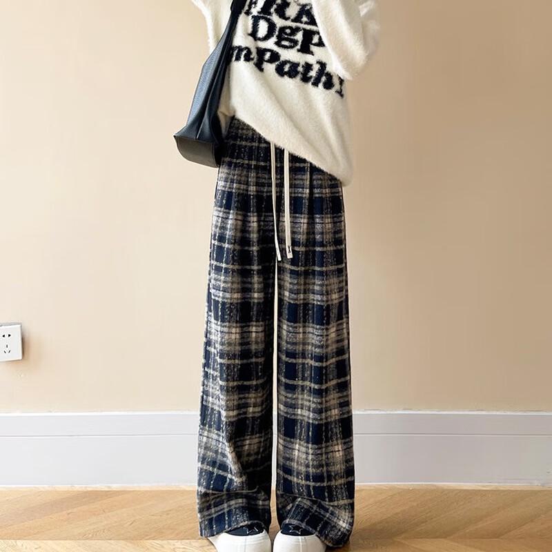 JOHLIN DREAM Women s Fleece Lined Plaid Trousers XL