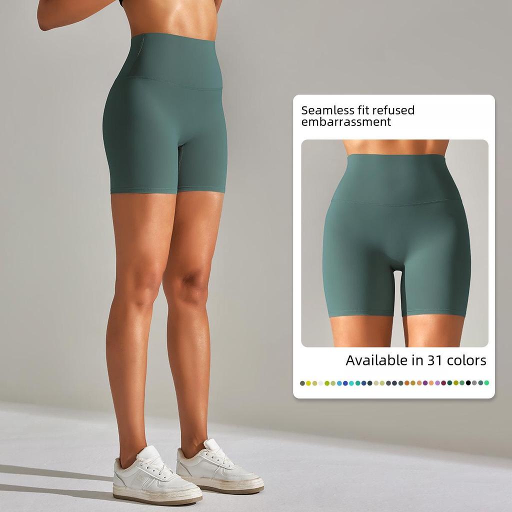 New Style Nude High Waist Yoga Pants - Women's Double-Sided Brushed Peach-Toned Hip-Enhancing Capri Leggings