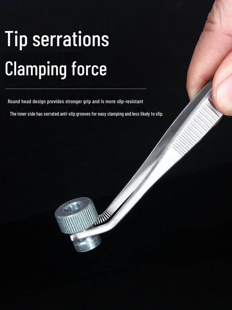 Extra Long 304 Stainless Steel Bent Tip Tweezers - Anti-Static Gardening & Planting Tool