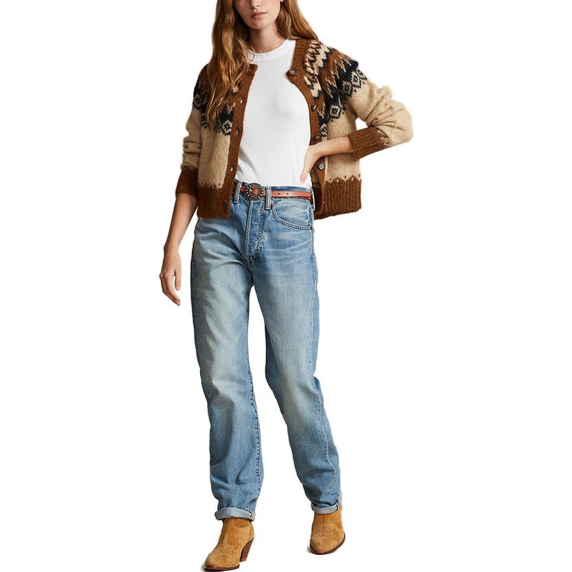 Polo Ralph Lauren FW23 Color Block Single-Breasted Loose Knit Sweater Women Sweater Khaki WMPOSWENDW20201-200