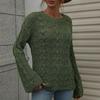 Women's  And Winter  Solid Round Neck Long Sleeve Knit Sweater Pullover Sweater