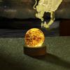 Faux Crystal Glass Balls USB Powered LED Chakra Ball with Wooden Base Ice Cracked Spheres Night Light for Meditation Home Table Decor