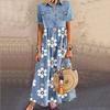 European-American Multi-Button Distressed Denim Dress