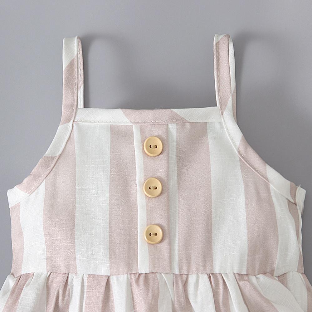 Newborn Infant Baby Girls Spaghetti Straps Striped Jumpsuit Clothes for 0-24 Months