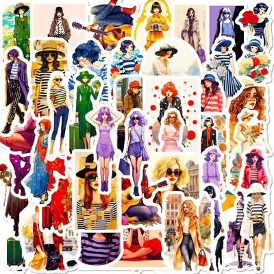 50 Cute Urban Girl Stickers Shein Dopamine Girl Outfit Graffiti DIY Hand Account