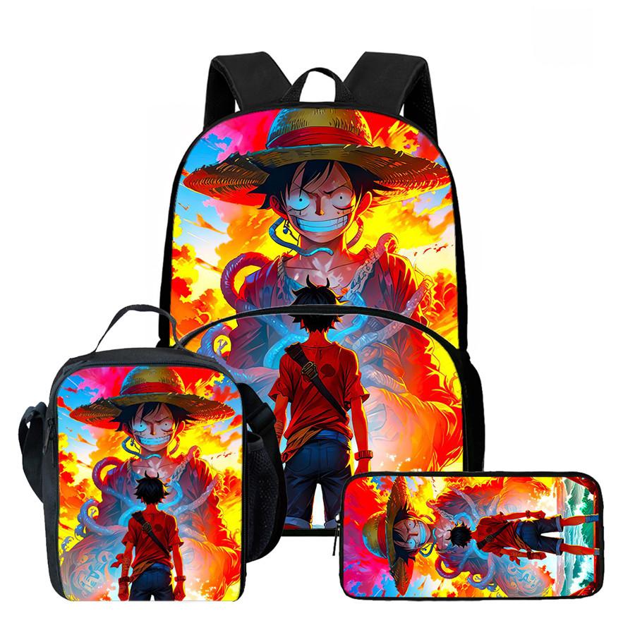 15 Inch One Piece Lightweight 3PCS School Backpack Set with Front Pocket, Lunch Bag, Pencil Case, Unisex for Boys Girls Age 6-10