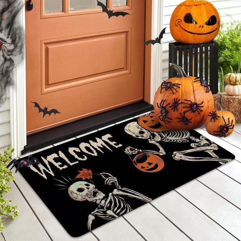Halloween Ghost Pumpkin Door Mat Non-Slip Entry Rug Indoor Outdoor Porch Front Door Floor Carpet Party Decor