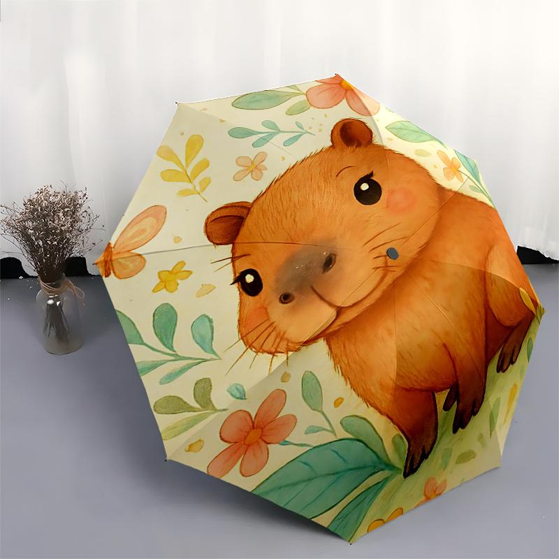 Capybara Themed Travel Umbrella-8 Ribs Automatic Opening and Closing, Portable Folding Design, Compact and Stylish Umbrella Suitable for Out