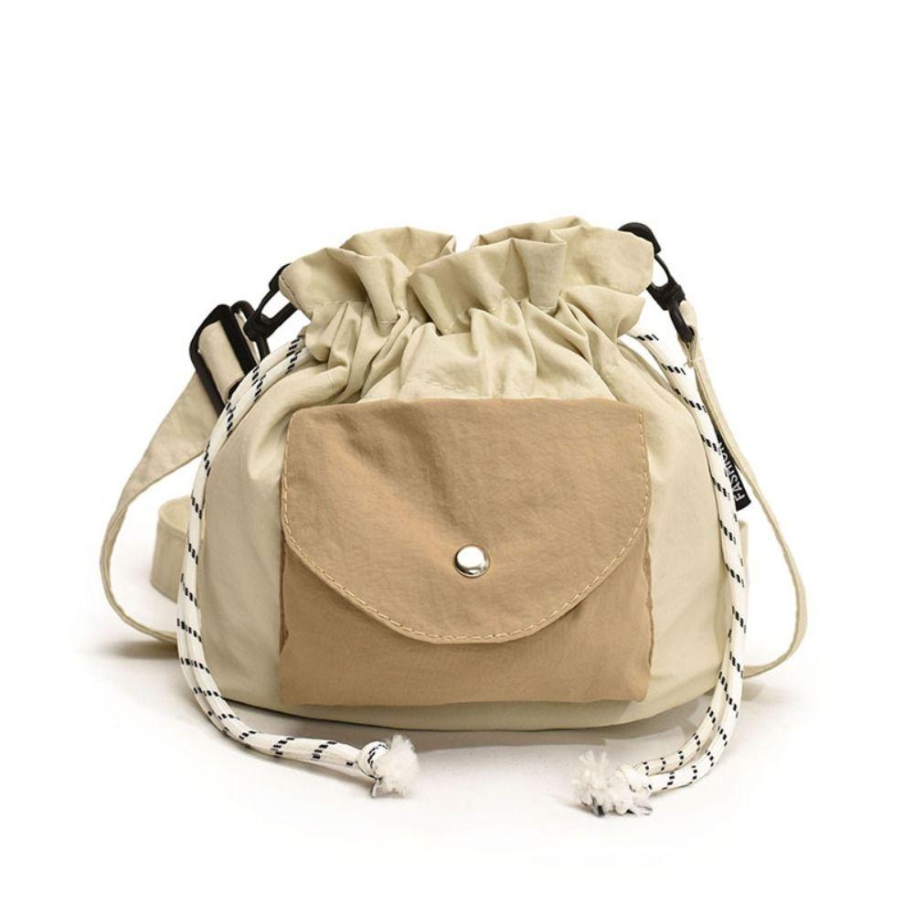 Oxford Shoulder Bag with Pocket Commute Drawstring Bag Simple Crossbody Bag  Girls