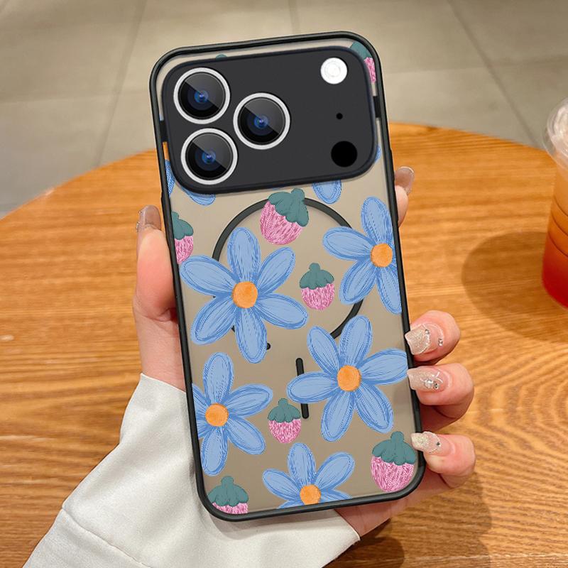 Ins Butterfly Flowers Case For iPhone 17 Pro Max Case iPhone 16 Pro Max 15 14 13 16E 17E Magnetic For Magsafe Hybrid Matte Cover