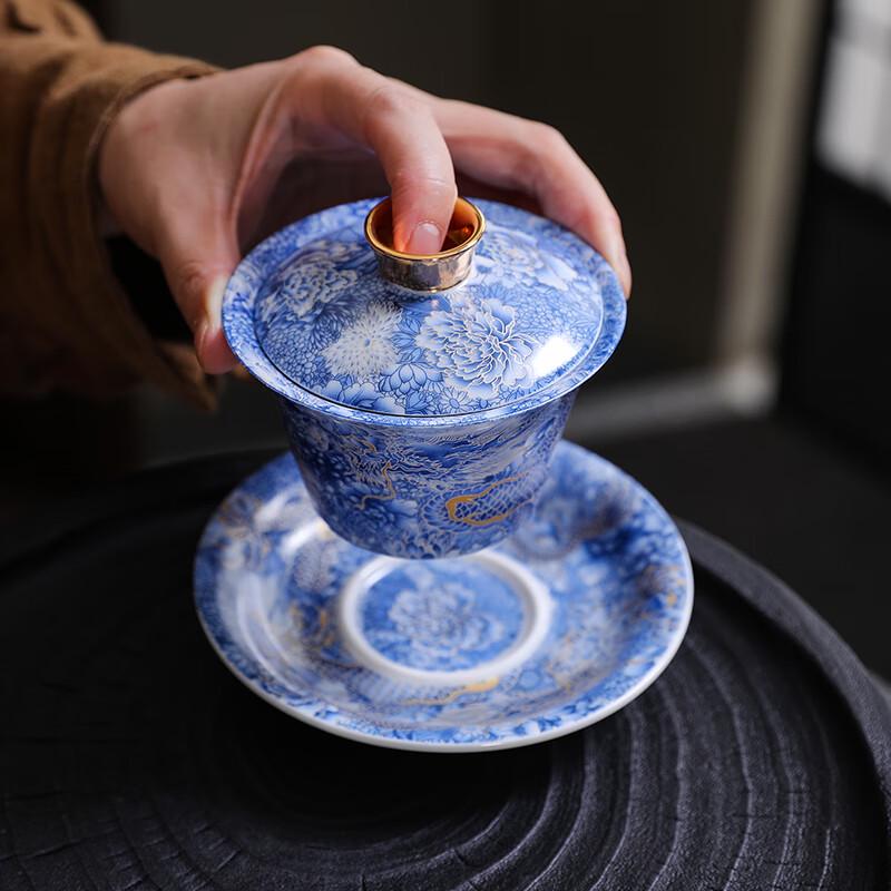 Simei Hall White Porcelain Dragon Gaiwan Tea Bowl