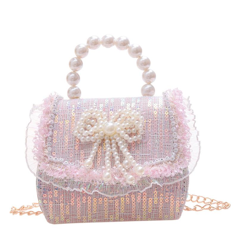 Childish Adorable Princess Bag - Girl's Handbag with Money Compartment and Accessories - Bow Crossbody Bag