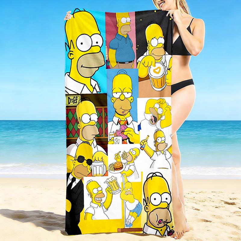 1Pc Homer Simpson Expressions Beach Towel, Quick Dry, Multi-Use for Beach Pool Gym Yoga Home Travel, Christmas, Halloween, Xmas Gift S92