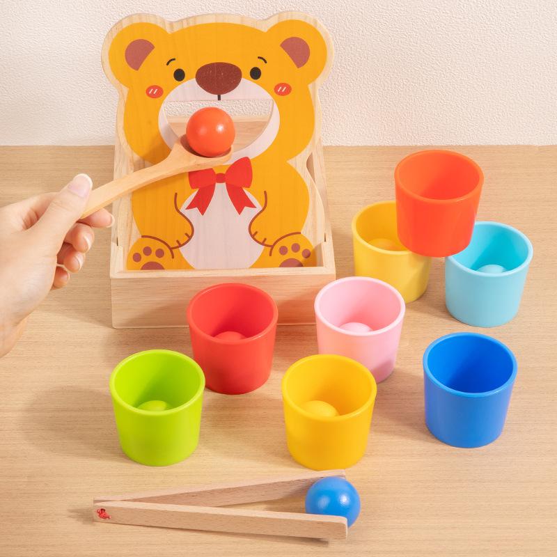 Montessori Baby Concentration Training Set: Ball, Cups, Color Recognition, Matching, Spoon, Hand-Eye Coordination Toy
