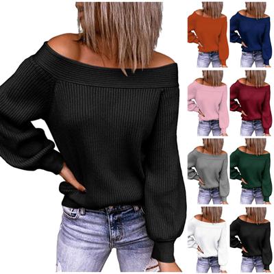Fashion Women's Loose Off Shoulder Color Pullover Blouse Knit Sweater
