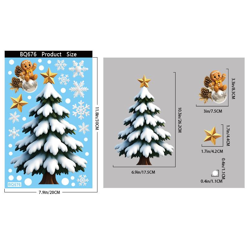 Christmas Snowflake Elk Snowman Glass Sticker Noel Ornaments Xmas Wall Stickers Merry Christma Decor Happy New Year Sticker