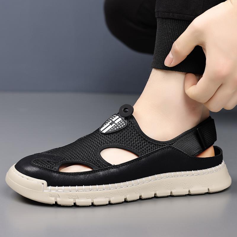 Brand's New Summer Breathable Mesh Men's Soft Soled Sandals Are Fashionable Comfortable and Casual Beach Shoes for Outdoor Use
