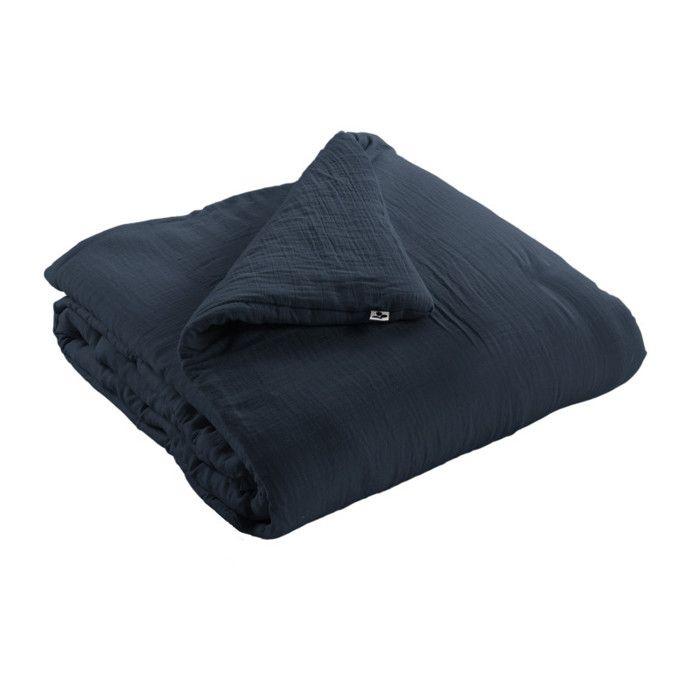 Edredon ou Bout de lit "Gaïa" toutes dimensions "Gaze de Coton" - Gaia Minuit - 180 x 240 cm