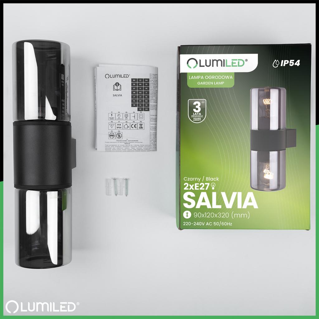 Lampa Ogrodowa Ścienna Zewnętrzna Kinkiet Elewacyjny 2X E27 Salvia Lumiled