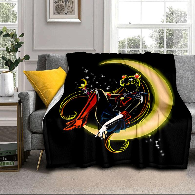 Moonlit Guardian Blanket Flannel Blanket for Bed, Sofa, Camping, Hiking, Picnic Essentials, Gift for Family Fan Gifts