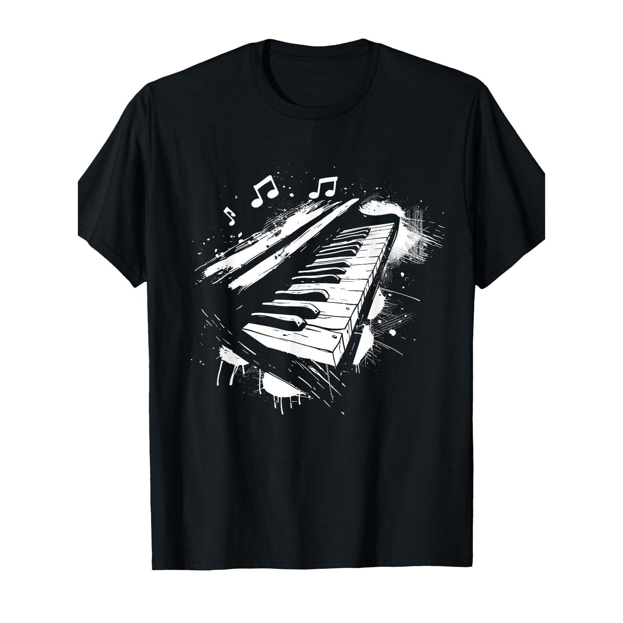 

Piano Keyboard Music Notes Graphic T-Shirt Musician Gift Short Sleeve Crew Neck Tee - Men s Summer Cotton Graphic Tee 5XL різнокольоровий