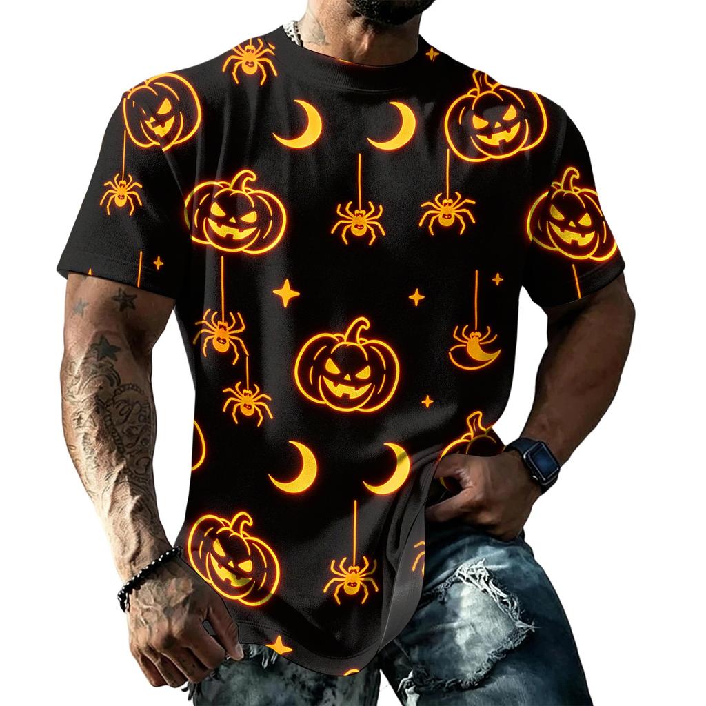 Unisex Loose Fit Casual Short Sleeve T-Shirt Halloween Themed Graphic Print Top Comfortable Everyday Wear