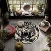 Black and White Tiger,Round Area Rug,Carpet Rug for Living Room Bedroom Sofa Playroom Decor,Non-slip Floor Mat