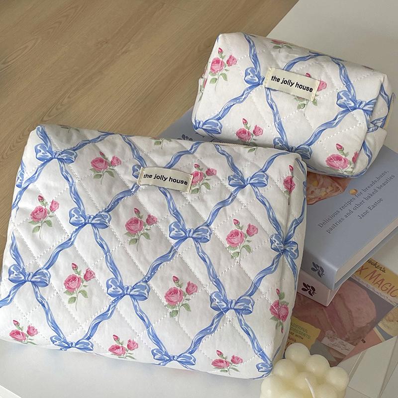 Cute Bow Flower Make-Up Bag Portable Large Capacity Travel Cosmetic Bag Multi-Functional Wash Collection Bag Gifts