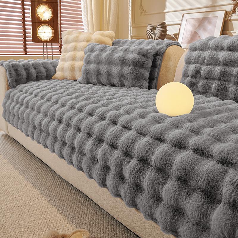 Internet Celebrity Tutu Velvet Sofa Cushion  Autumn And Winter New French Retro Plush Seat Cushion Fixed Non-Slip Cover