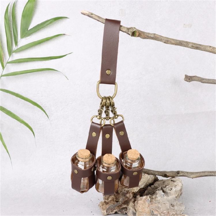 Witch Potion Bottle with Leather Holder and Cork Stopper for Halloween Cosplay Wizard Costume Cosplay Accessories