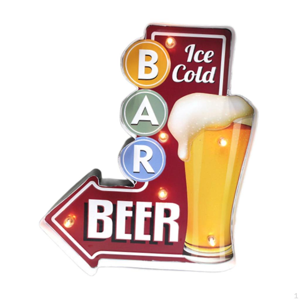 Bar Light up Sign Plaque Easy Setup,Living Room with Arrows Wall Art Metal Ornament