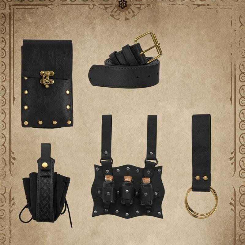 Stylish PU Leather Roleplay Belt With Decorative Alchemies Bottle Halloween Costume Accessory For Cosplay Enthusiasts
