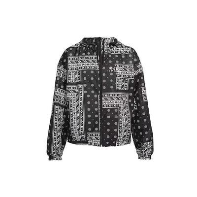 Totem Print Paisley Woven Hooded Jacket Women Jacket Black CU5893-010