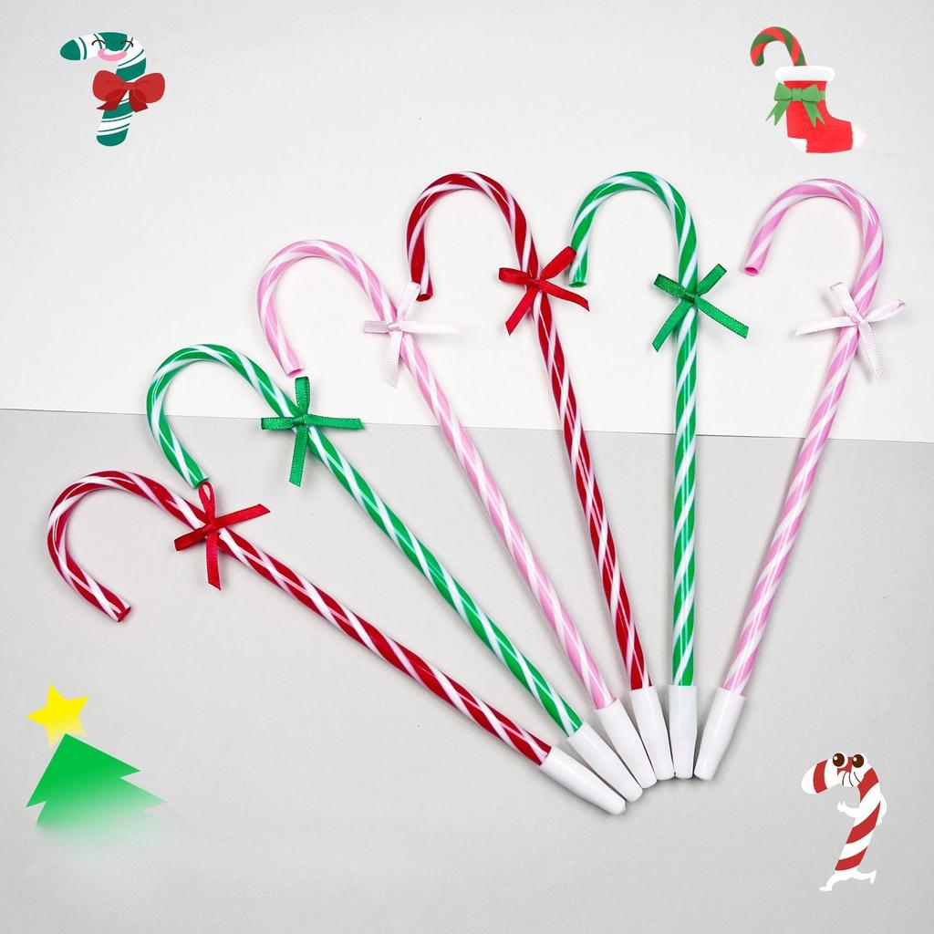 10/20pcs candy cane ballpoint pens,holiday snowman and umbrella design,plastic twist cap,medium point,perfect for holiday gifts